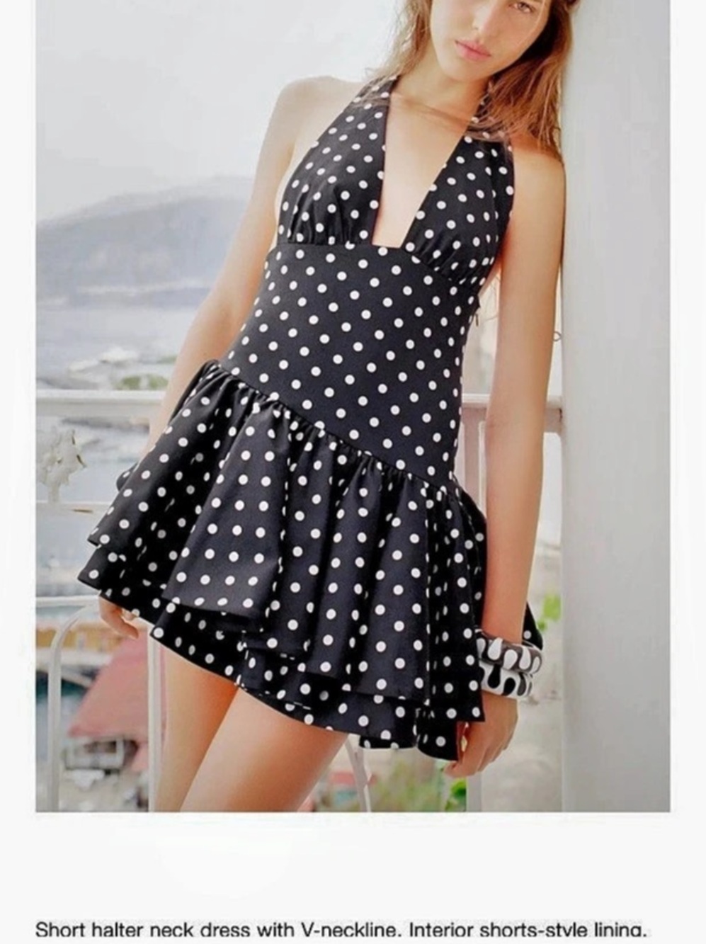 Zara Polka Dot Ruffled Jumpsuit Dress Mini in Black & White M New